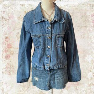 Vintage Cropped Denim Button Up Top